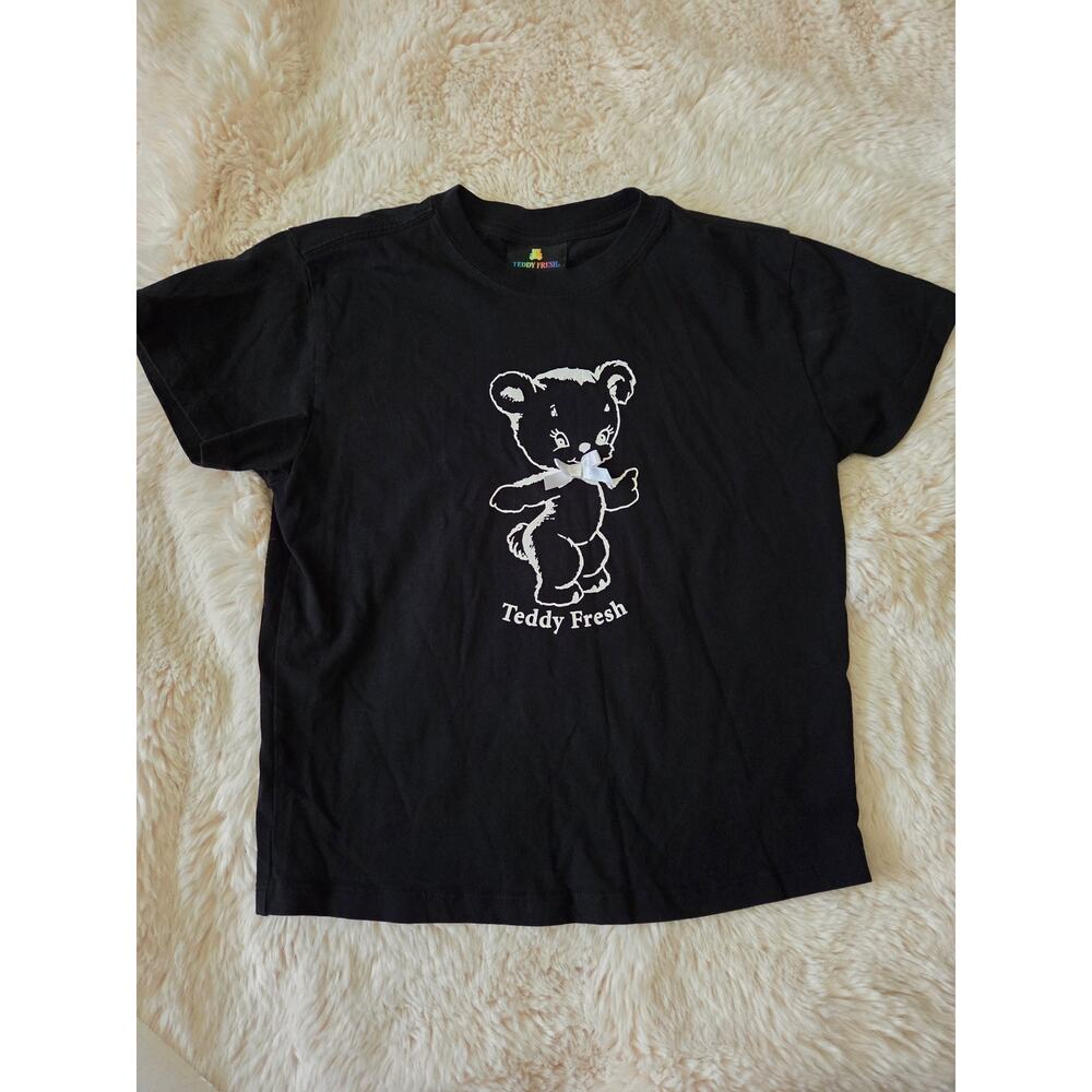 Teddy Fresh Black Teddy Bear Crop Tee with bow size M